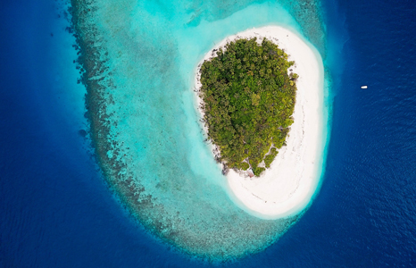 Northern Atolls island from air