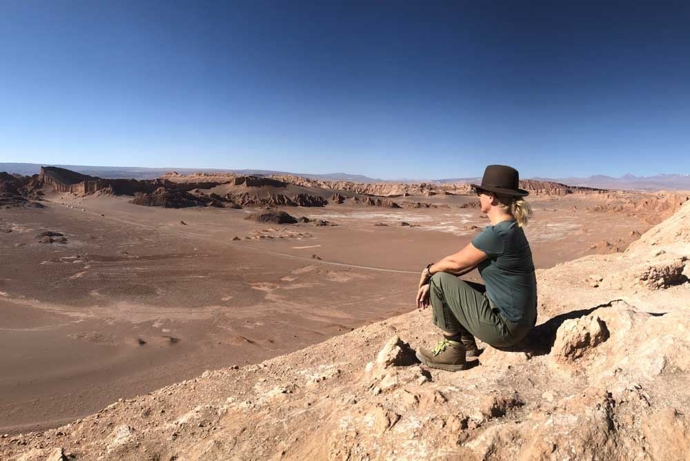 woman looking across view